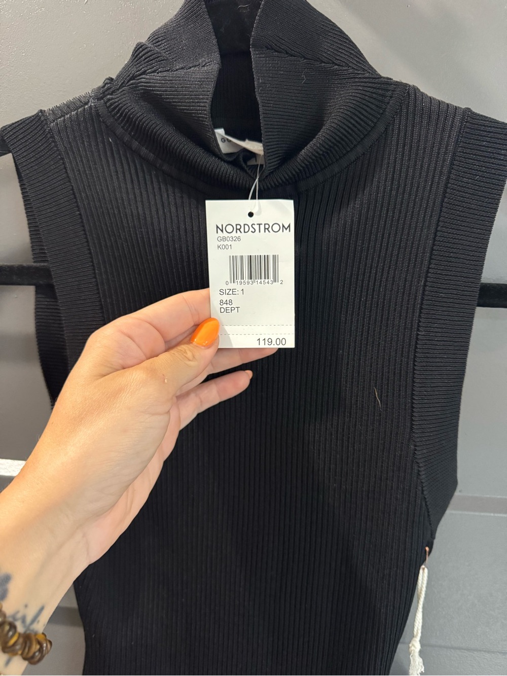 Good American Black Ribbed Sleeveless Turtleneck Bodysuit - Picture 3 of 3
